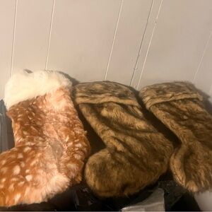 Faux Fur Christmas Stockings Set